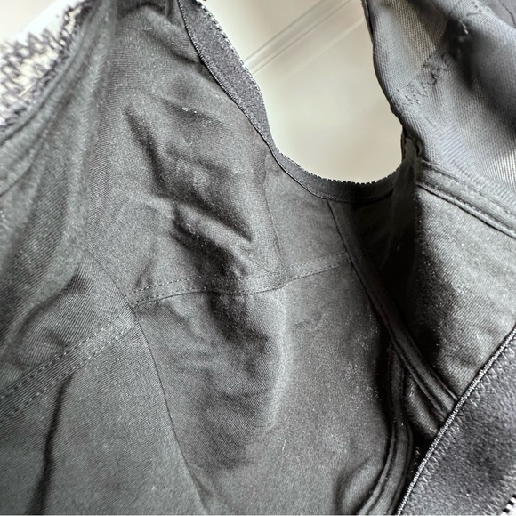 Full Figure Women’s Bra 46DD Black Lace Mesh Wireless Posture Support 2 Row Hook - Picture 7 of 11